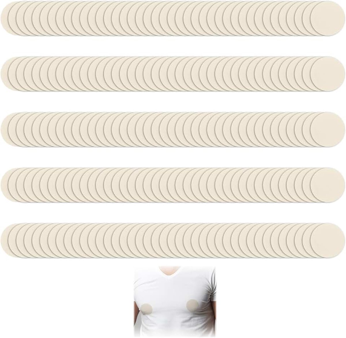 200 stuks tepelcover voor heren, tepelband pasties voor mannen, wegwerp pasty-sets, Beige, S