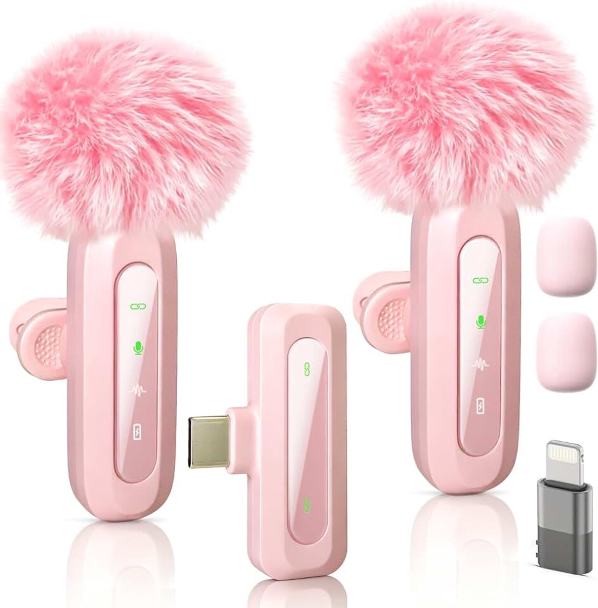 Microfoon voor iPhone en USB-C stekker, lavalier-microfoon met ruisonderdrukking, led-display en draaibare clip, ideaal voor vlog, TikTok en het maken van inhoud