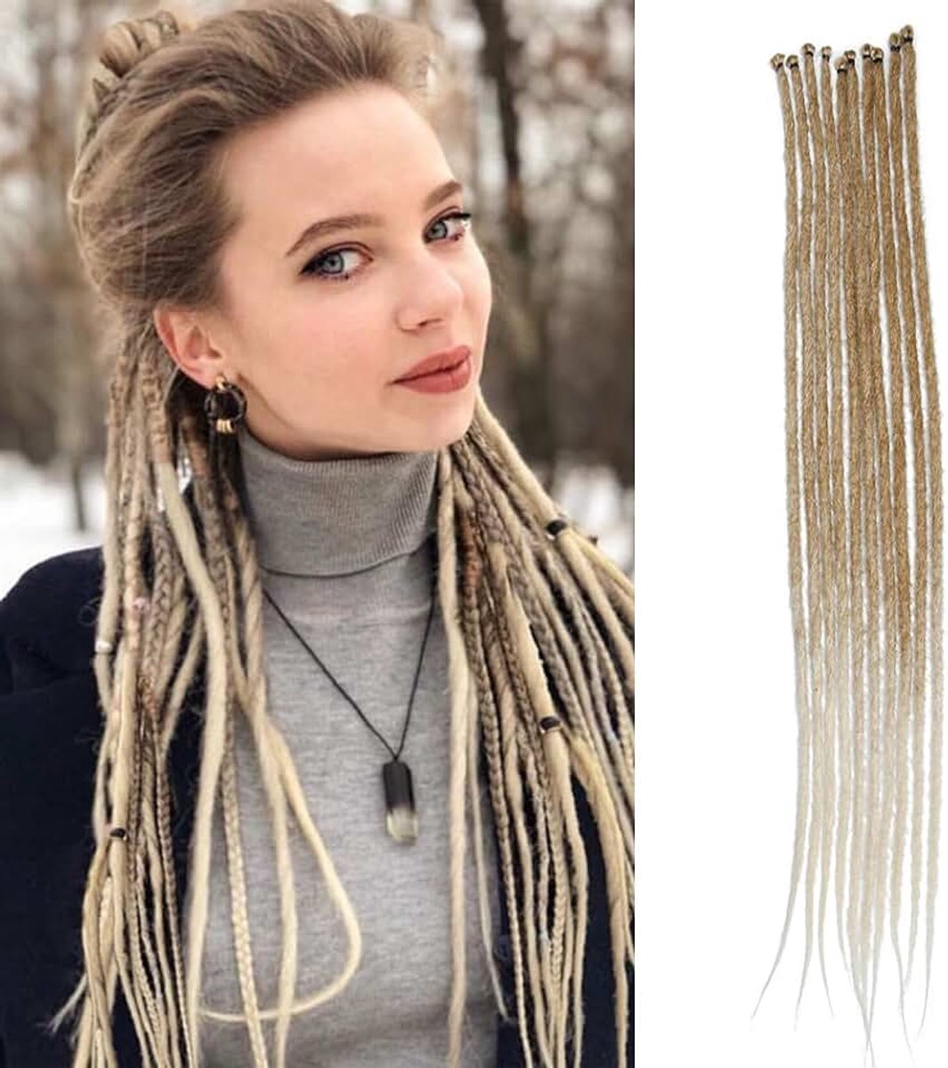 50 cm Thin 0,6 cm Dreadlocks Single End Extension 15 strengen/Pack Bruin tot Zacht Blond Synthetische Volwassen Dreads Reggae Gehaakte Geweven Dreads Extension