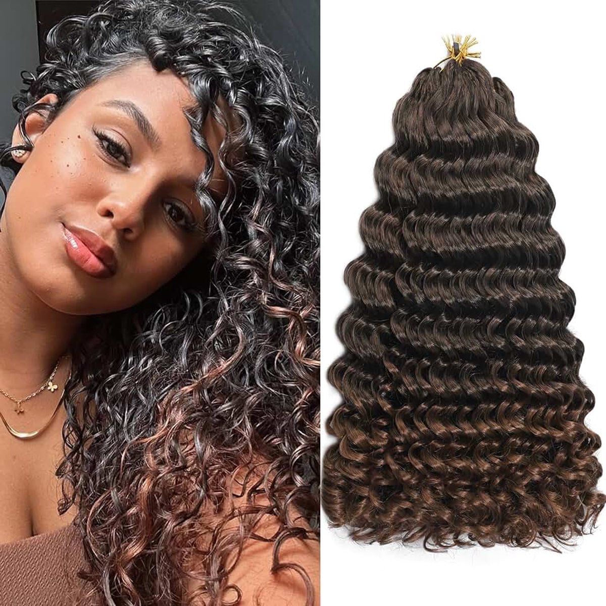 Wave gehaakt haar, 8 verpakkingen, voorgelaagd, korte GoGo Curl gehaakt haar, ombre krullend, diepe golvend, twist vlechten, synthetische vlechten, haarextensies voor dames (T30#, 14inch