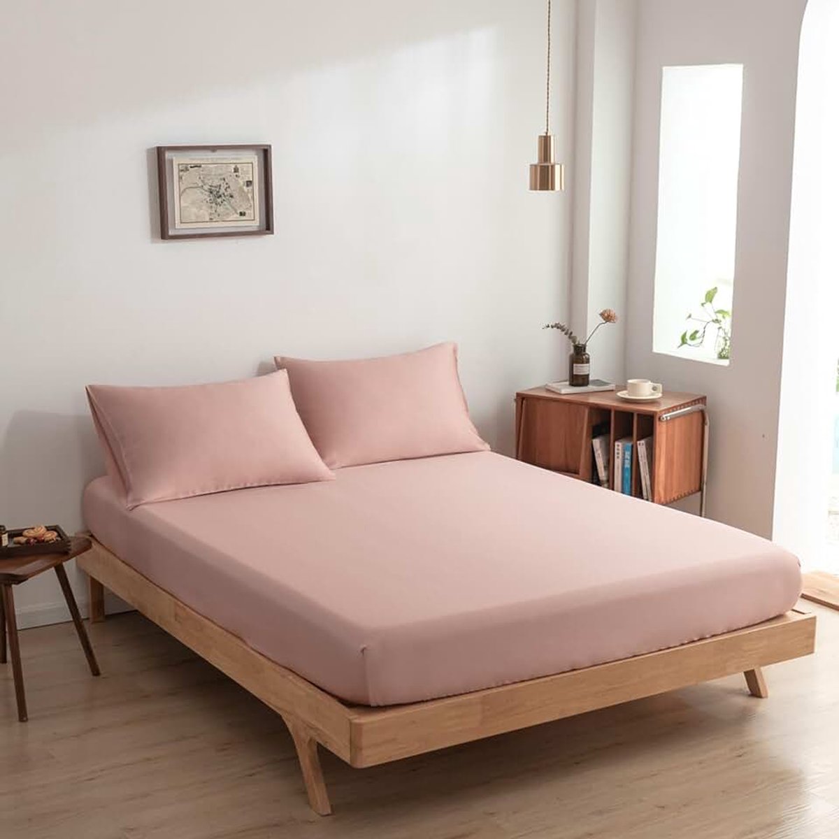 Hoeslaken voor Matrassen tot 35 cm - 180x210 cm - Cuddle Pink - 100% Biologisch Bamboe - 400 TC - Hypoallergeen