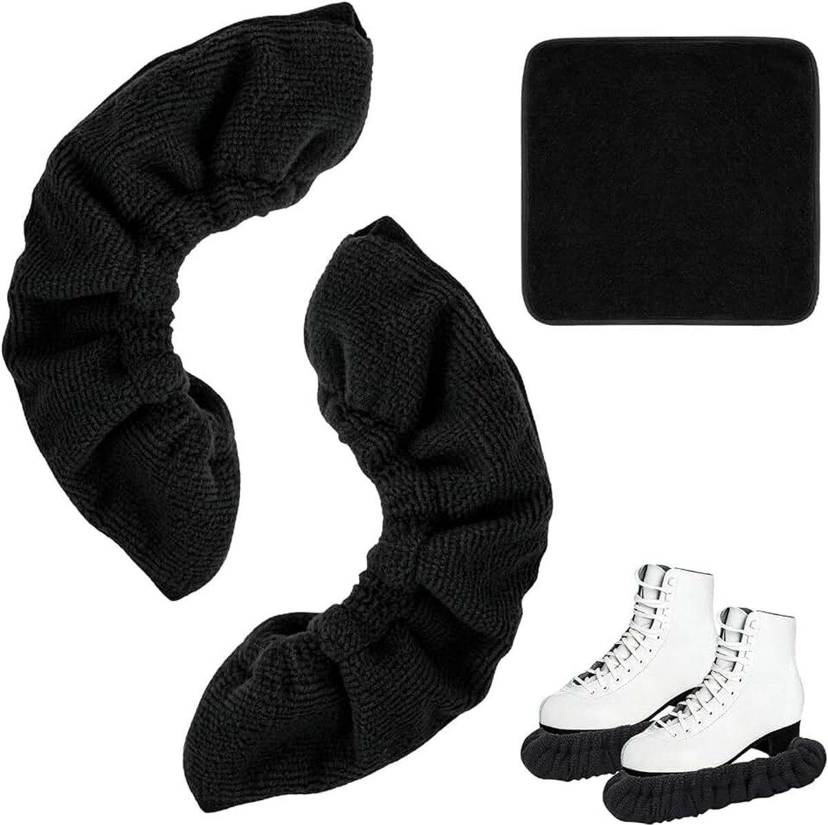Schaatsbeschermers voor schaatsen, 1 paar schaatsenbeschermers met 1 handdoek, schaatsbeschermer, elastische schaatssokken voor dames, heren, kinderen, hockeyschaatsen, kunstschaatsen