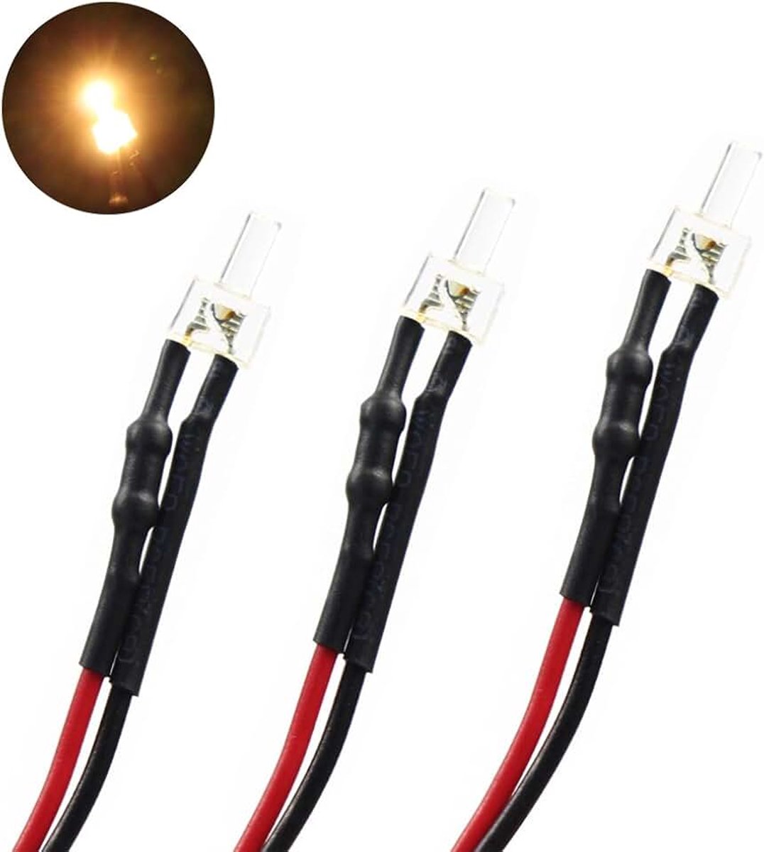 L1220WM 20st Voorbedrade 2mm Warm Witte Led Lamp Licht Set 12V ~ 18V