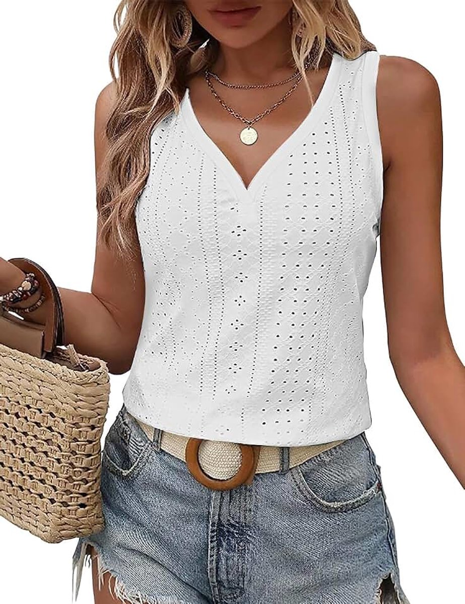 Tanktop Dames Zomer 2025 V-hals Casual Top Dames Sexy Mouwloos Elegant Tops Dames
