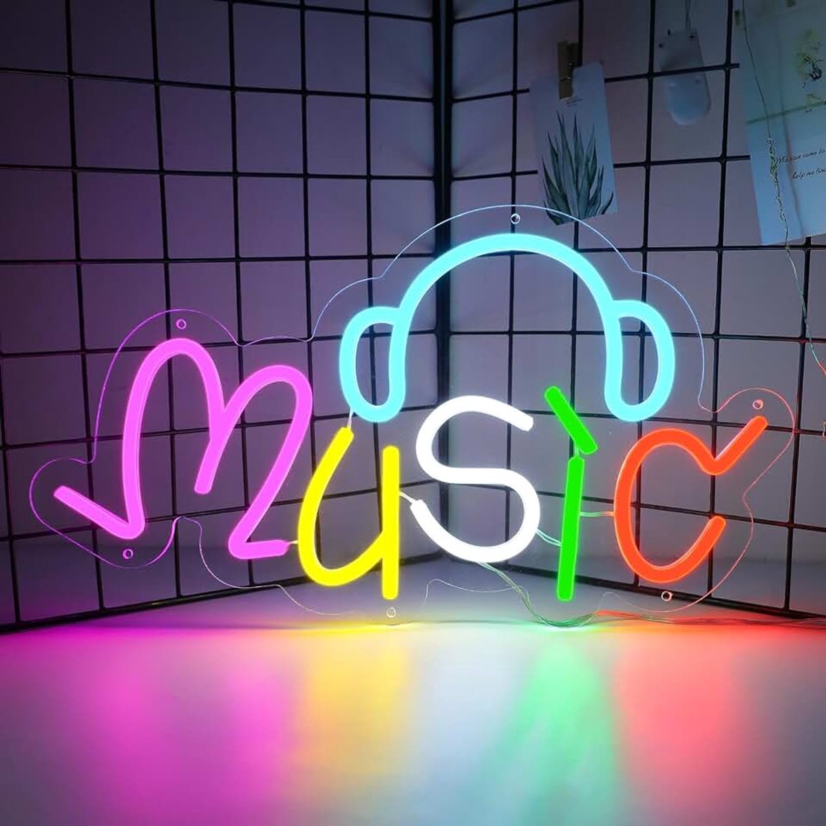 Muziek-neonverlichting, kleurrijke letterverlichting voor wanddecoratie, dimbare wandlampen met USB-voeding, veelzijdige muziek-neonmuurkunst voor slaapkamer, gamingkamer, feestjes en clubs