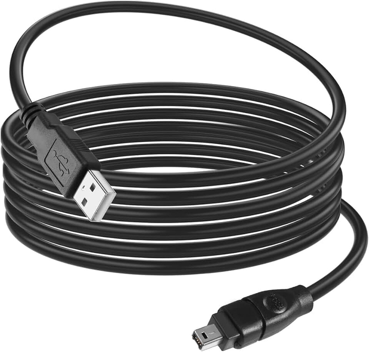 FireWire adapterkabel, 4-polig naar USB, 1,8 m, USB 2.0 A-stekker Firewire IEEE 1394, 4-polige converterkabel voor printer, scanner, digitale camera, harde schijf