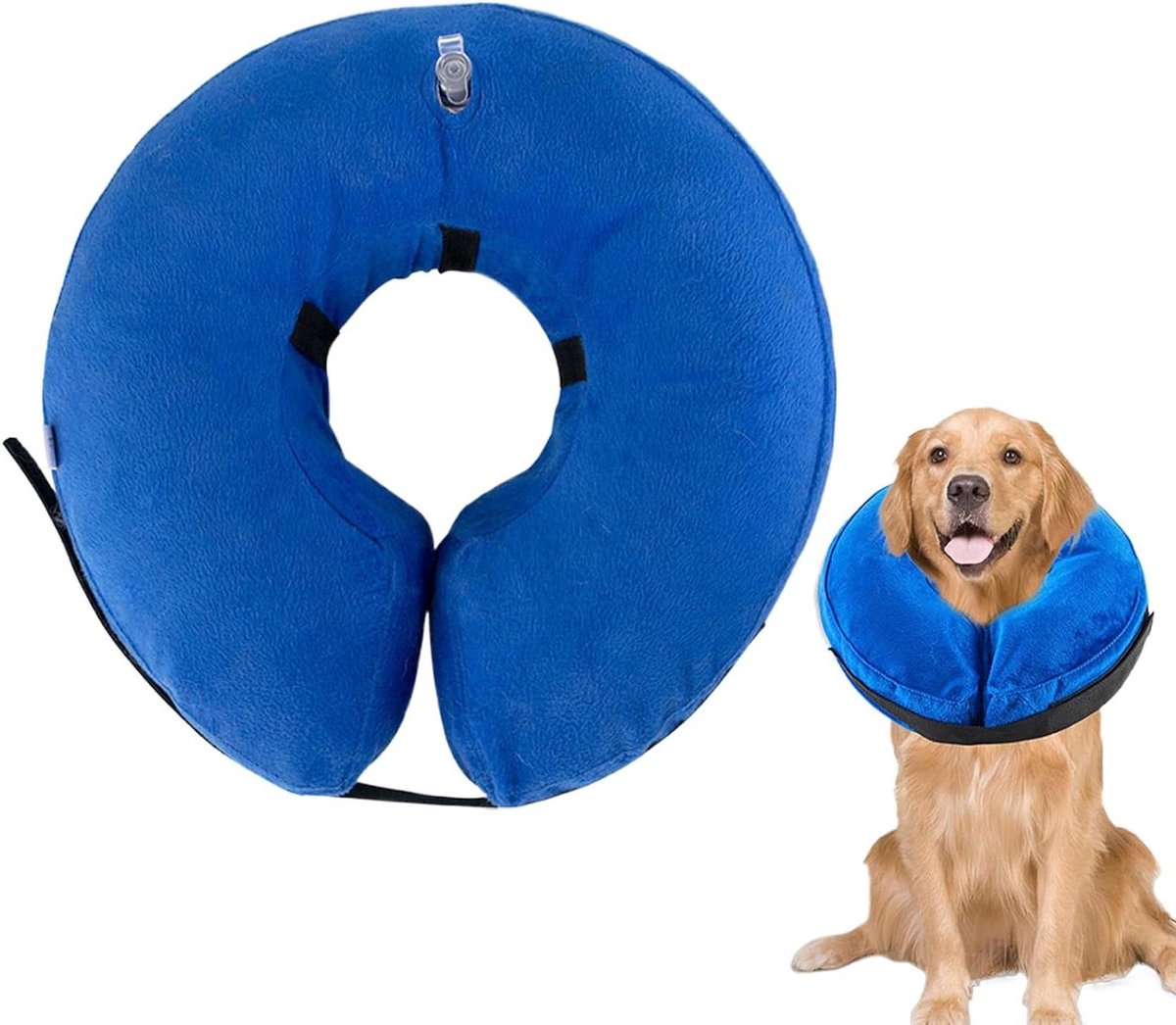 Opblaasbare Hondenkraag - Honden Cone Halsband - Herstel Huisdier - Waterafstotend Ademend Kussen - Nekomtrek 25-32 cm - Blauw