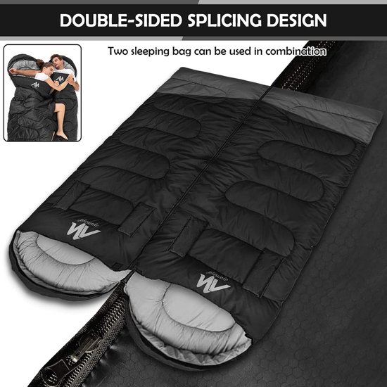 Slaapzak Dekenmodel - Outdoor Slaapzak - Kamperen en Reizen - Koppelbaar en Waterdicht - 220 x 80 cm - Zwart — afbeelding 3