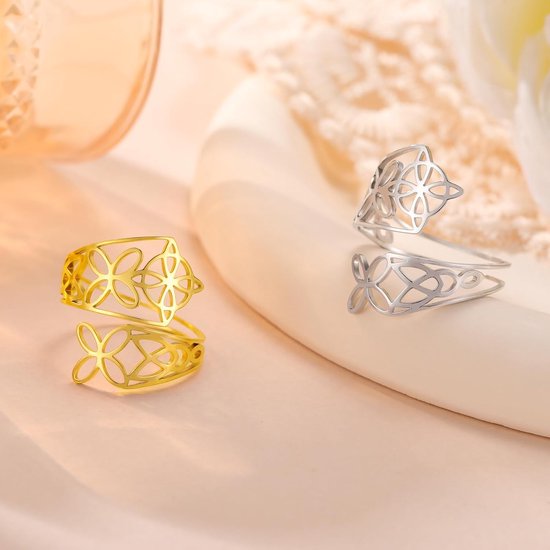 Witch knoopring voor vrouwen, heksen, knoop, open ring, heksen, knoop, sieraden, Ierse sieraden, Ierse Wiccan, roestvrij staal, instelbare duim-open ring — afbeelding 4