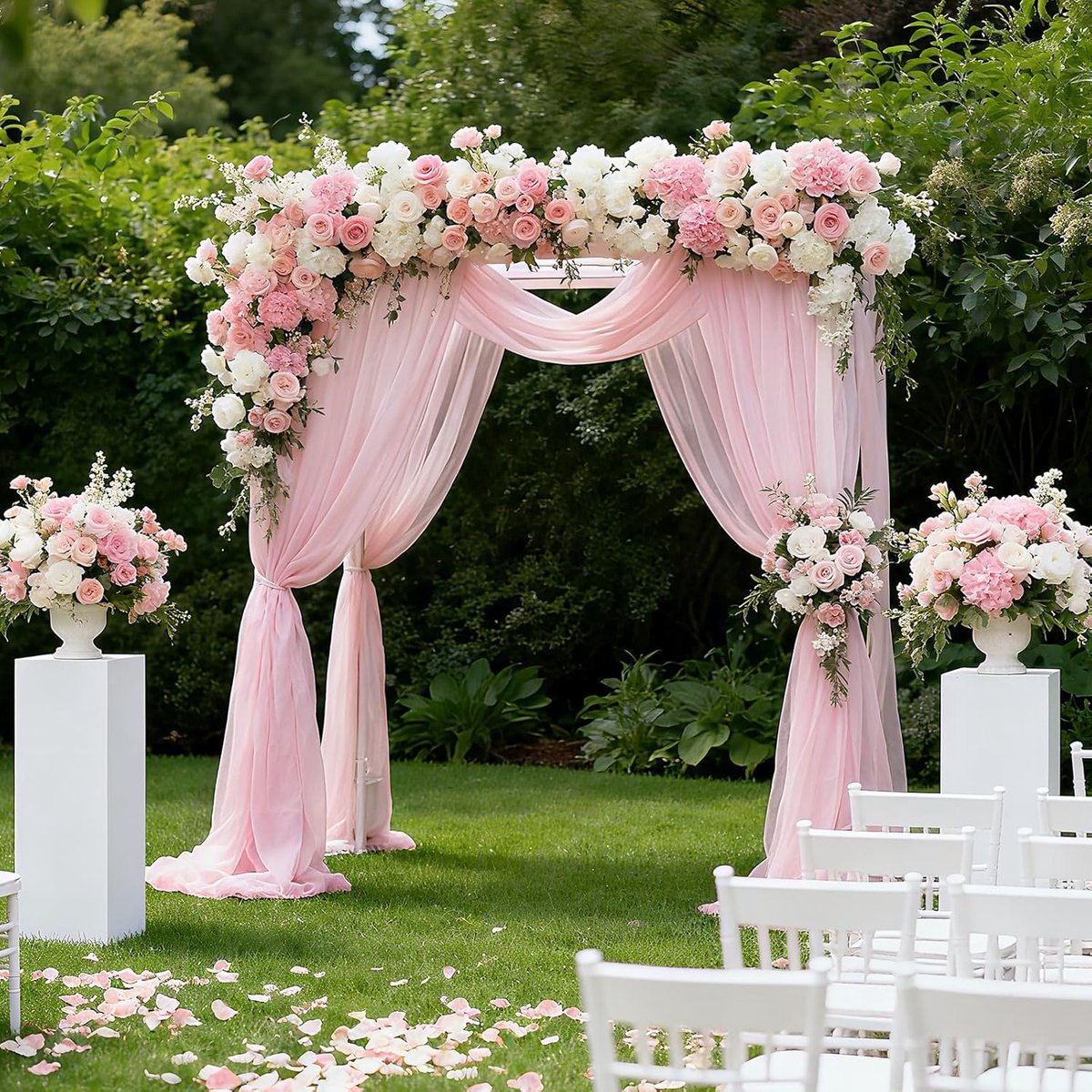 Stof, zachte tule stof om te naaien, tule, per meter, zachte tule stof om te naaien, netstof, decoratiestof voor boog, bruiloft, feest, decoratie, gordijn, boog, ceremonie (roze, 3 m)