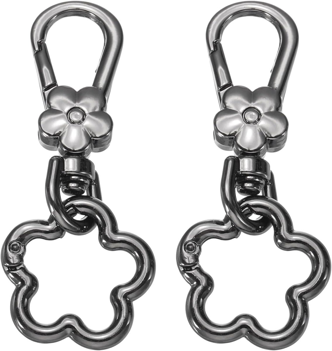 2 stuks draaibare klikhaken in de vorm van een kreeft met bloemenring, afneembaar, dubbele opening, voor het maken van sieraden, handtas, rugzak, koord, gunmetal