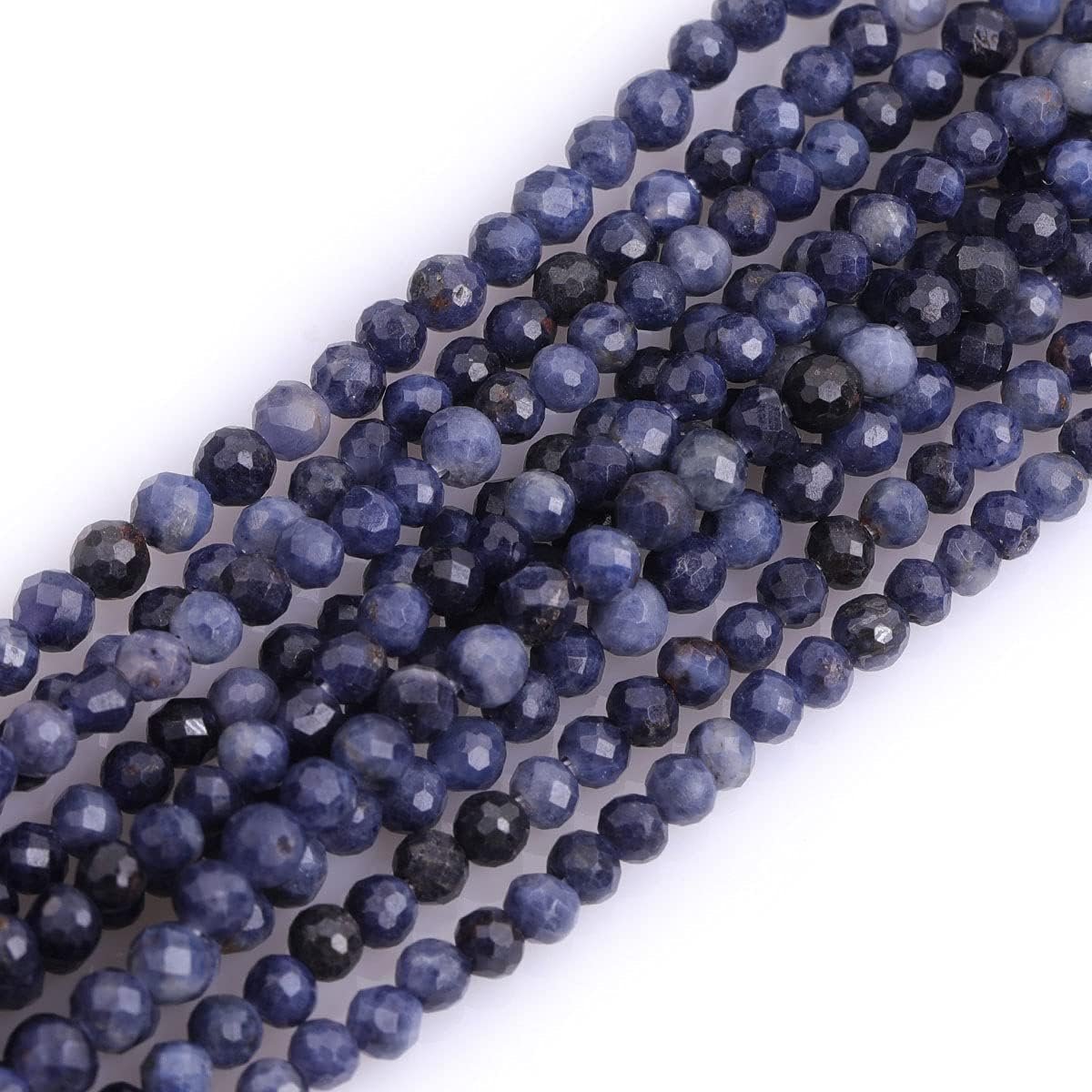 3mm Kleine Saffier Natuurlijke Edelsteen Facetteerde Ronde Halfedelstenen Losse Zaadkralen voor Sieraden Maken 15" Strang