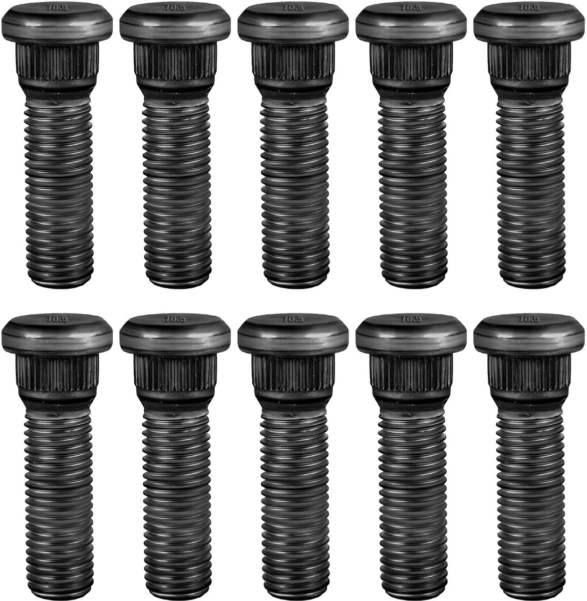 10st M12x1.5 Wielmoeren, 48mm Lange Stalen Wielbouten Wielbouten Auto-Accessoires Geschikt voor Chevrolet voor Lexus-Serie (Zwart)