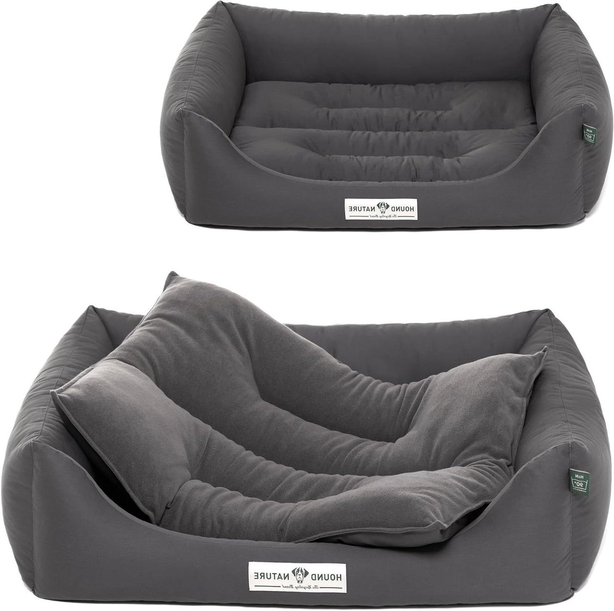 Hondenbed Luzern - Hondenmand Ligkussen - Comfortabele Rustplek - Wasbaar op 60°C - 95x70 cm - Grijs