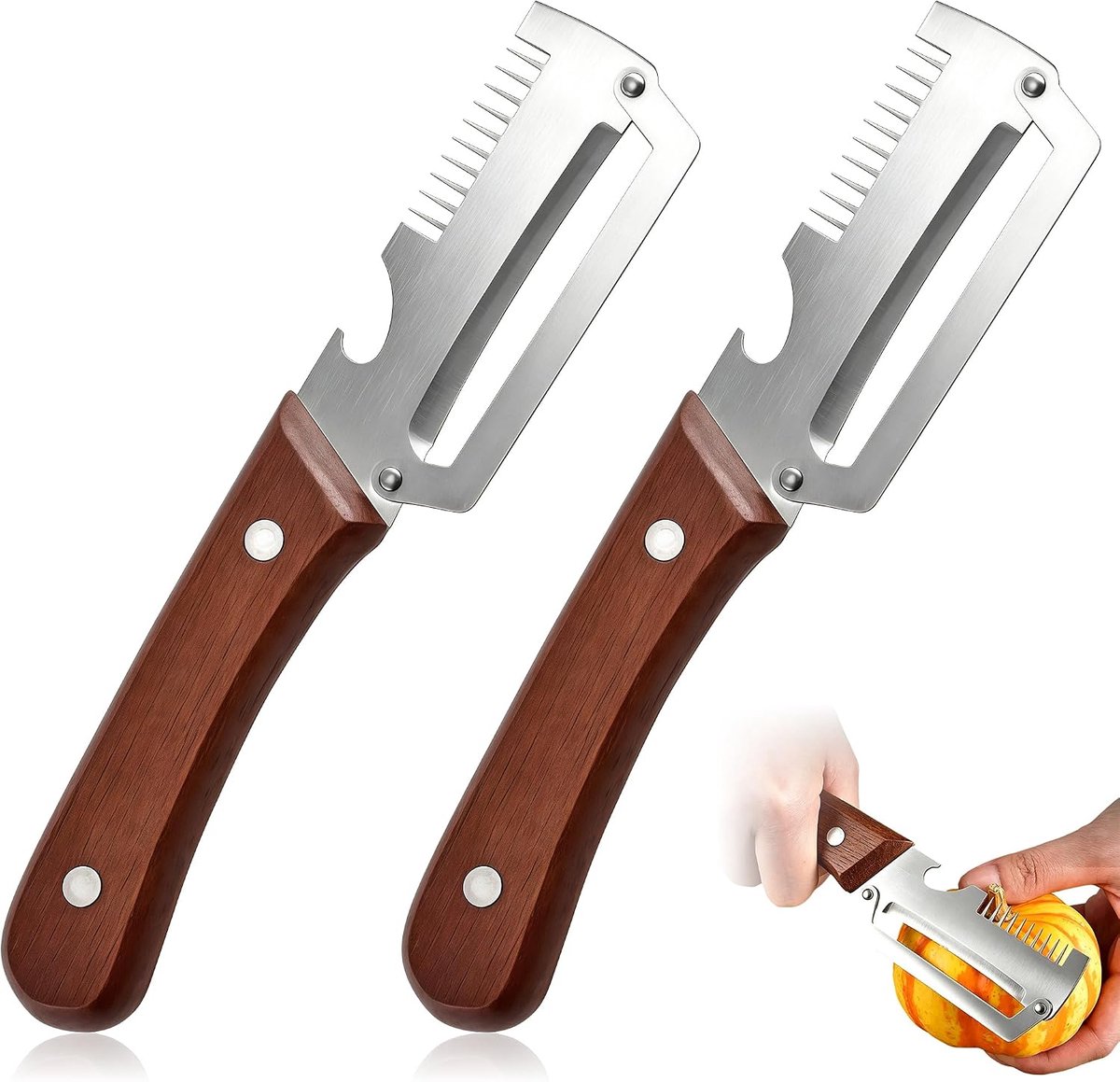 2 stuks 3-in-1 groenteschiller met geïntegreerde flesopener | Multifunctionele dunschiller voor julienne groenten, keukengerei voor fruit en groenten