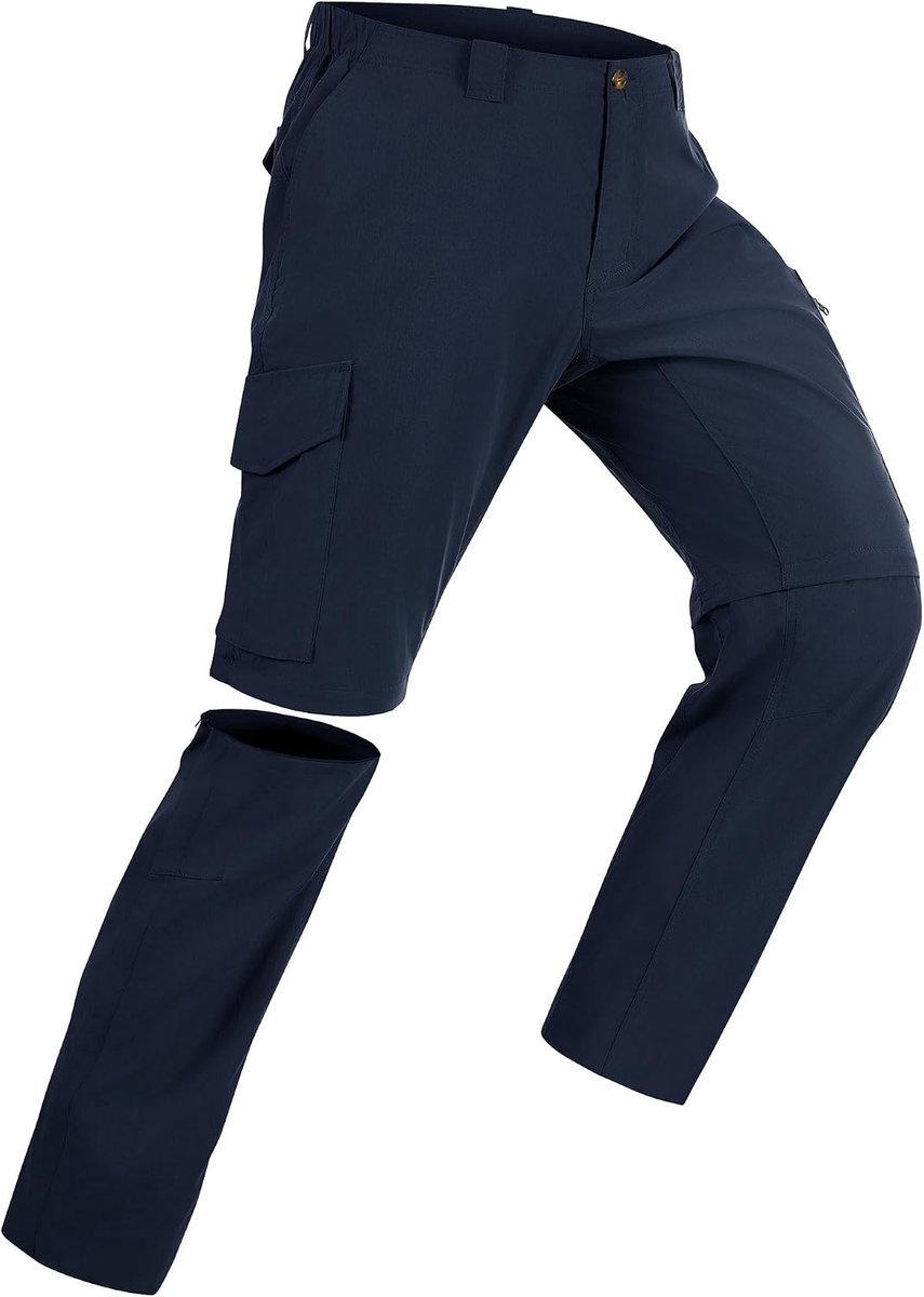 33,000ft Wandelbroek voor heren, afritsbroek, ademend, afneembaar, stretch, outdoorbroek met 6 zakken, zomer, functionele broek, sneldrogend, lichte korte broek voor wandelen, fietsen