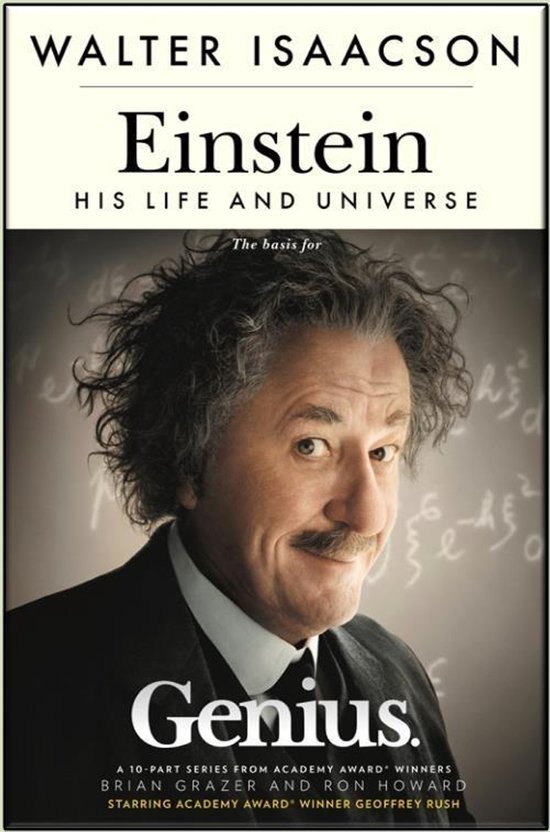 Boekomslag van Einstein: Zijn Leven en Universum, gebaseerd op de serie Genius, met Geoffrey Rush.