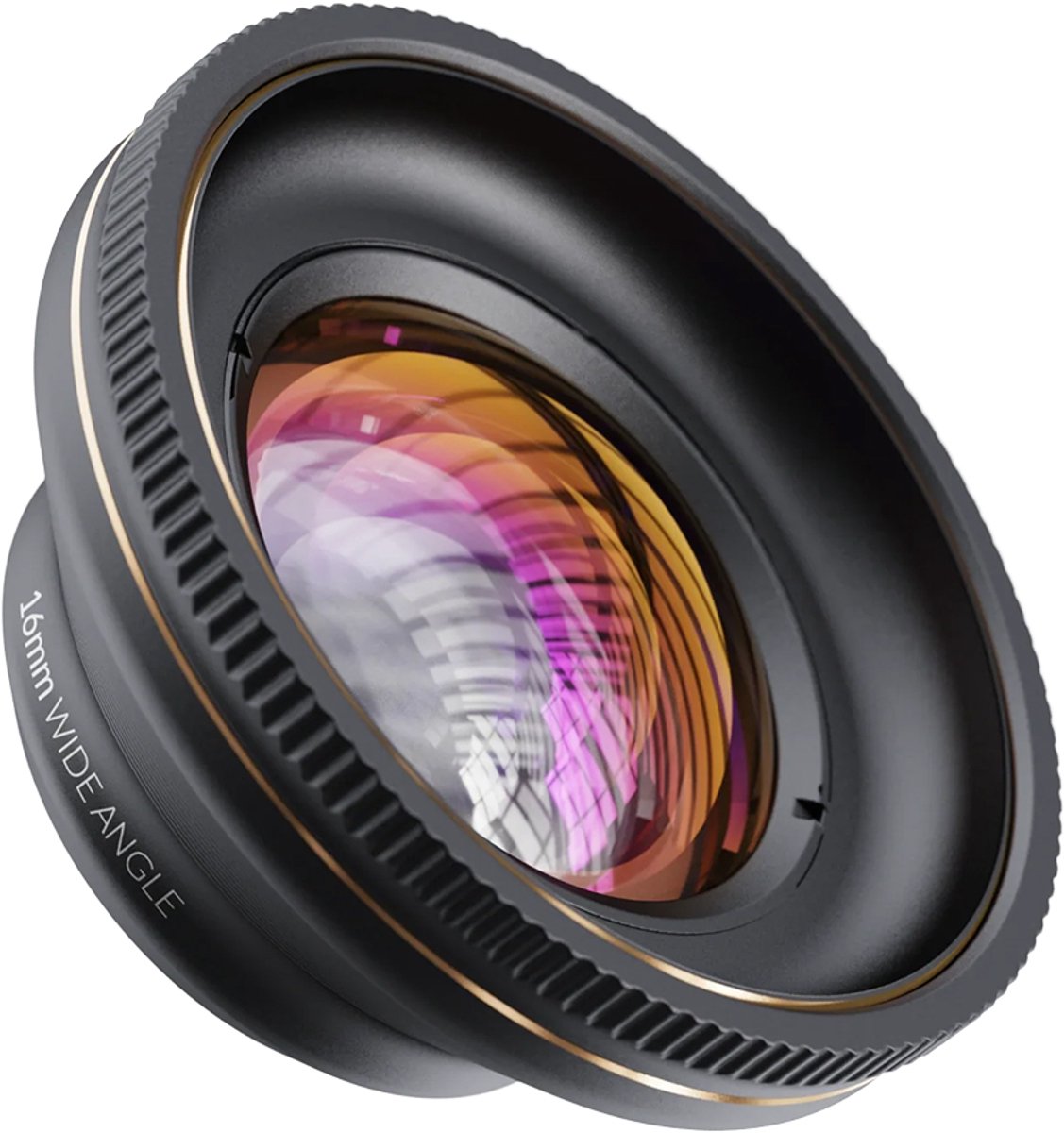 Shiftcam LensUltra 16mm Groothoek – 0,7x breder gezichtsveld voor uitgestrekte opnamen – Ultra-breed 100° perspectief voor dynamische composities – Gemaakt van fluorietglas en aluminium voor verbeterde helderheid - Zwart