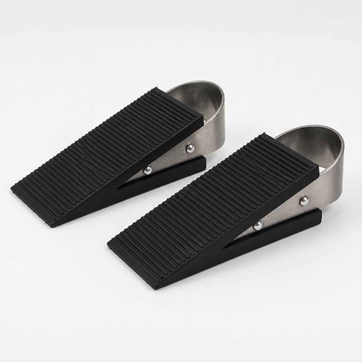 Deurstopper set van 2 rubber met RVS handvat