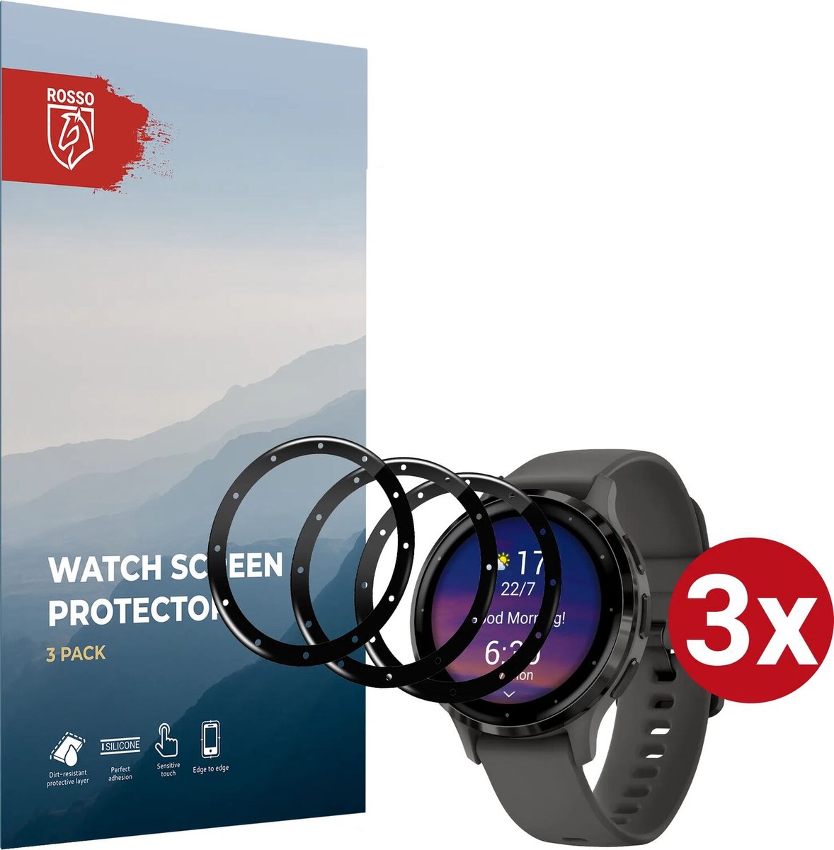 Rosso Hybrid Glass Geschikt voor Garmin Venu 3S 41MM - PMMA Glas Screen Protector - Ultradun Plexiglas - Horloge Beschermlaag (3-Pack)