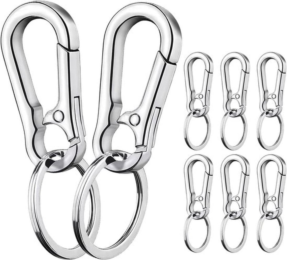 8 stuks karabijnhaken voor sleutelhangers met kunststof doos - handige kleine karabijnhaak voor sleutels en portemonnees