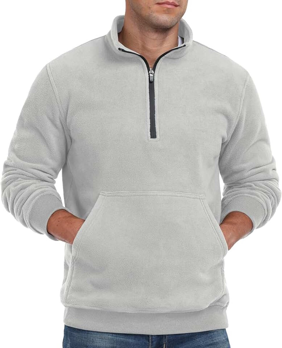Fleece pullover heren lange mouwen halve rits sweatshirt heren zonder capuchon warme zachte winter trui