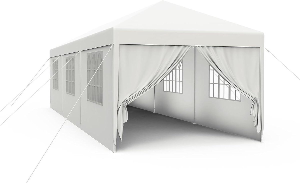 Partytent - Tuinpaviljoen - Outdoor Feesten - Waterdicht Polyester - 3x9 Meter - Wit