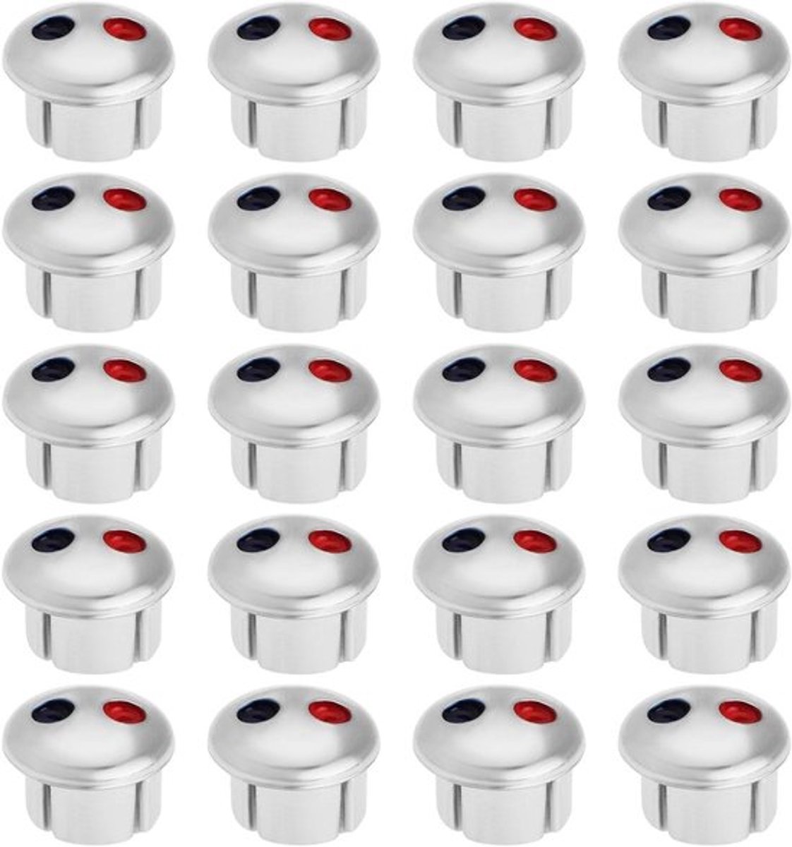 - 20 stuks kraanindicatoren handvat - warm en koud water - borden - rode en blauwe etiketten - keuken badkamer wastafels kranen cover borden - geschikt voor 6,7 mm waterkraangaten - zilver
