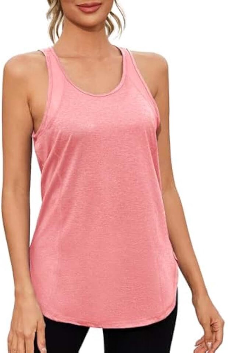 Sportieve tanktop voor dames, mouwloos, licht en ademend, atletische T-shirts voor dames, comfortabel voor training en training | Sneldrogende stof, ademend mesh-paneel, lichtgewicht racerback-pasvorm, voor hardlopen, yoga en gymtraining