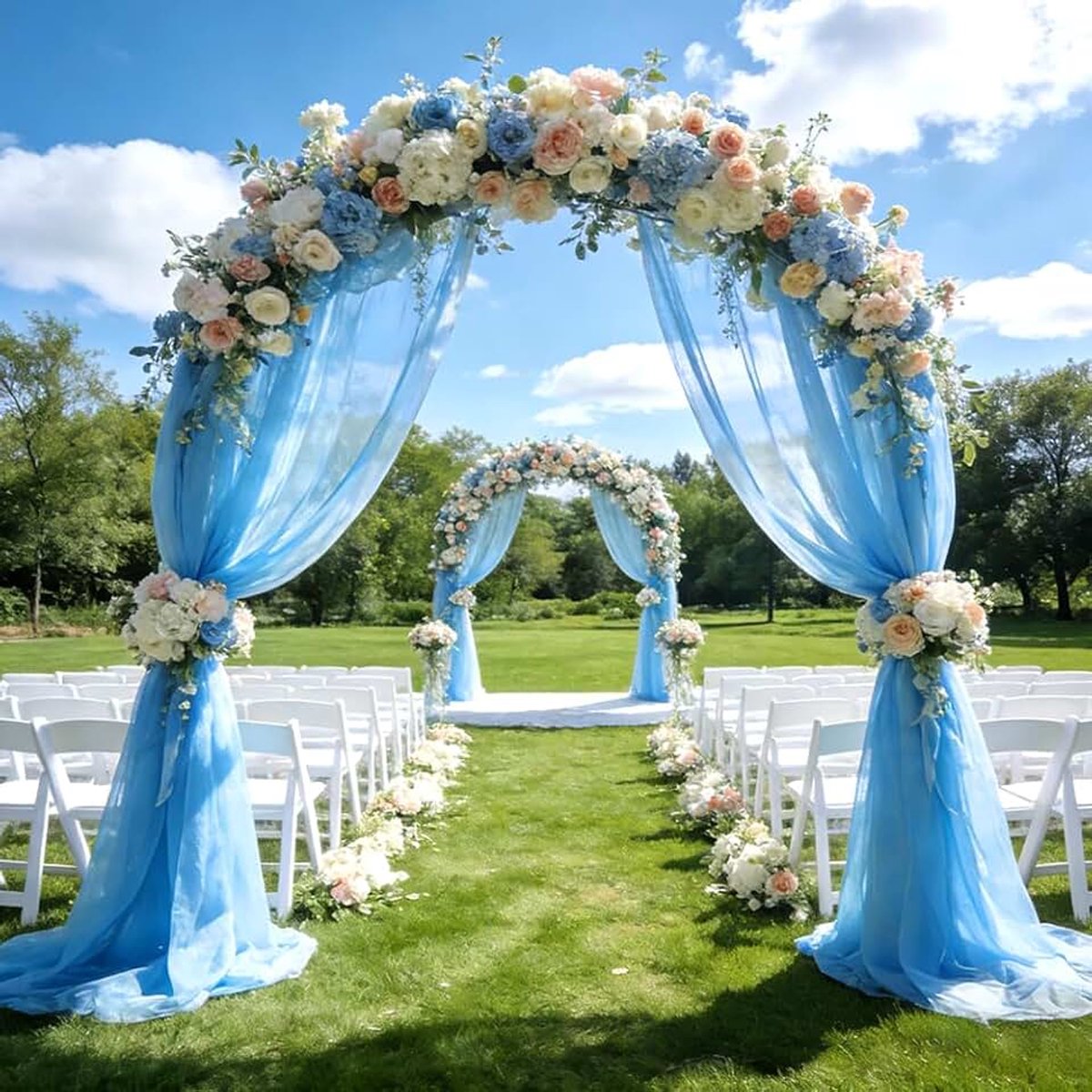 Stof, tule per meter, schatblauw, chiffon, per meter, doe-het-zelf, voor verjaardag, bruiloftsdecoratie, bruiloftsboog, feestdecoratie
