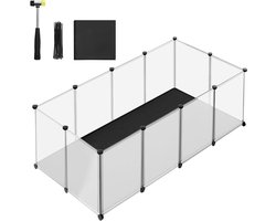 Kleindierenverblijf met vloerpanelen, box met afneembare en waterdichte bodem, verblijf voor hamsters, konijnen, cavia's, 143 x 73 x 46 cm, wit LPC012W01