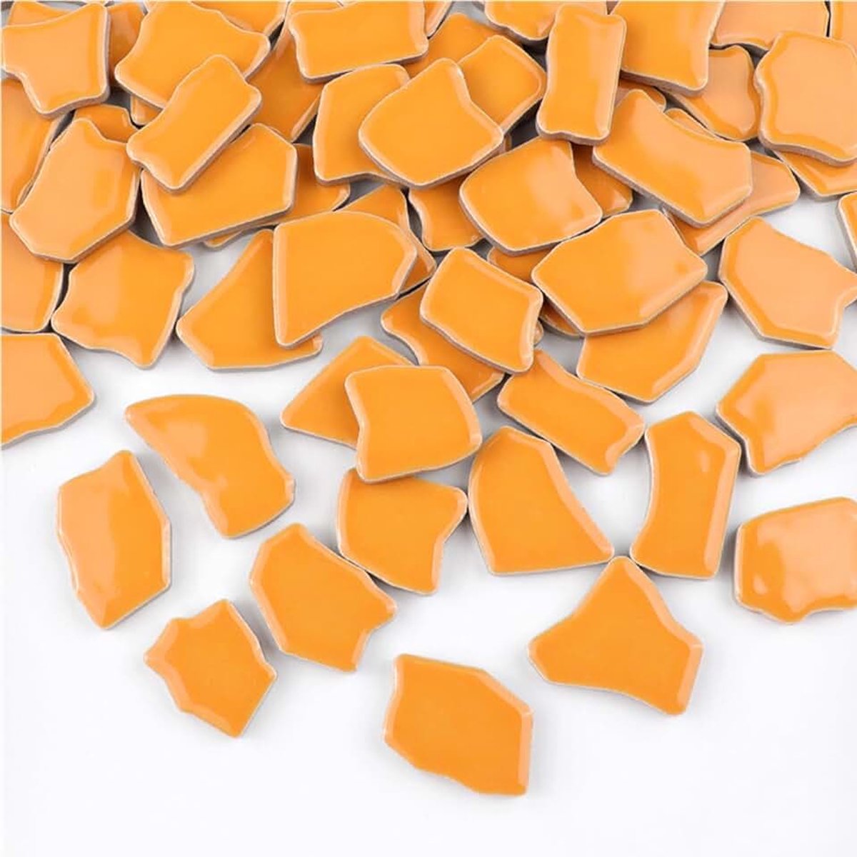 Mozaïektegels, 2-4 cm mozaïekstukjes stenen voor DIY mozaïek maken, hobby, kunst, thuiswanddecoratie (oranje)