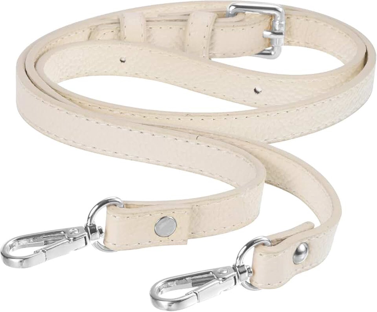 Lederen portemonnee, riem, leer, instelbaar, vervangende riem voor schoudertas, tas, handtas, portemonnee, 10,6 cm, breedte 104-130 cm, lang (beige)