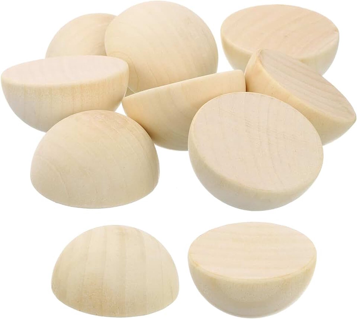 15 stuks halve houten ronde ronde kralen, 50 mm, onafgewerkte halve ronde kralen van natuurlijk hout voor kunsthandwerk, versieringen en festivals