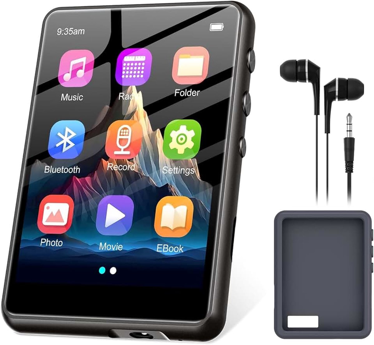 MP3-speler, 128 GB, bluetooth 5.3, 6,1 cm (2,4 inch), full-touchscreen, draagbare sport, MP3-speler, ingebouwde high-definition luidspreker, FM-radio, opname, line-ingang, hifi-geluid, SD-kaart