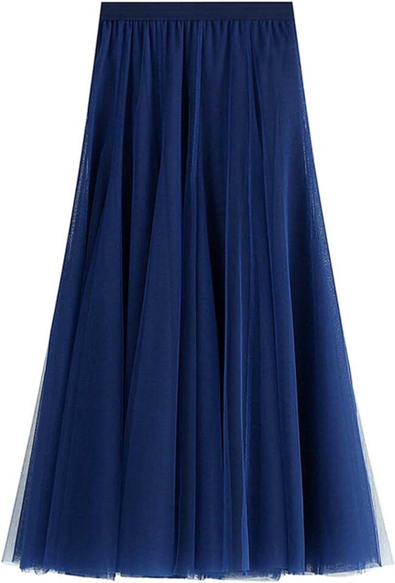 Tule rok voor dames, A-lijn, maxirok, elastische taille, tule rok, lang, eenheidsmaat