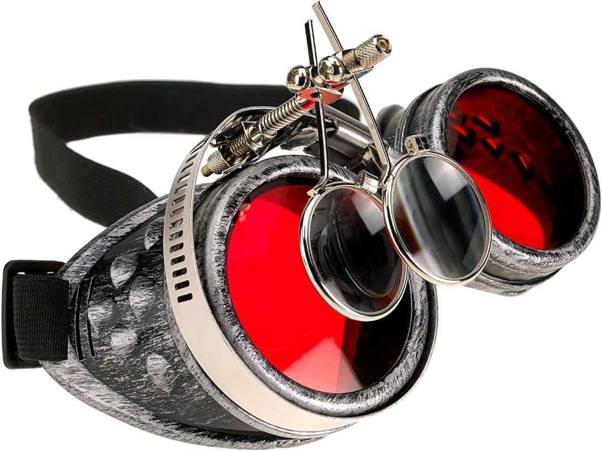 4sold Loupe Steampunk Black Cyber Goggles Rave Goth Vintage Victoriaans zoals zonnebril