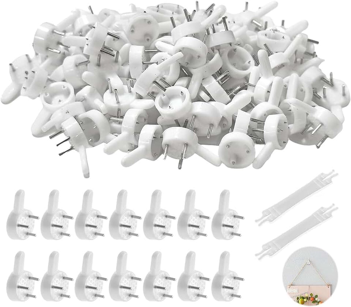 100 stuks spoorloze fotohaken, multifunctionele fotohaken, onzichtbare fotohaken, kleine harde muurhaken, zonder boren, muurnagels, fotolijst, fixatie voor hangende fotolijsten, schilderijen, horloges