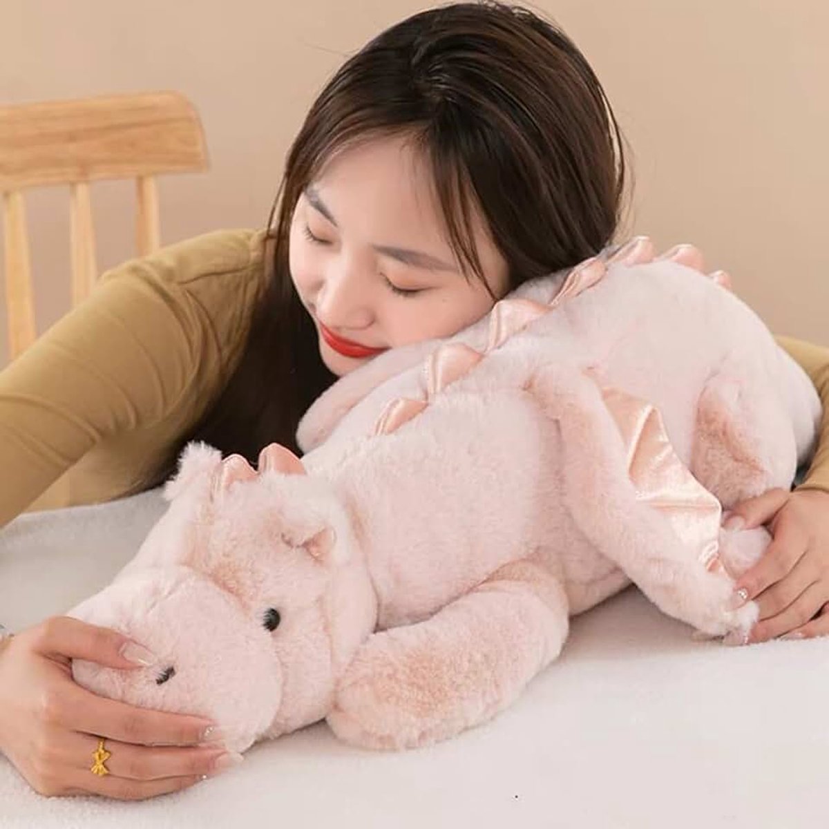 Knuffeldier, 70 cm zacht drakenspeelgoed, 0,9 kg therapeutisch sensorisch speelgoed voor kinderen en volwassenen, blauw/groen/roze/wit