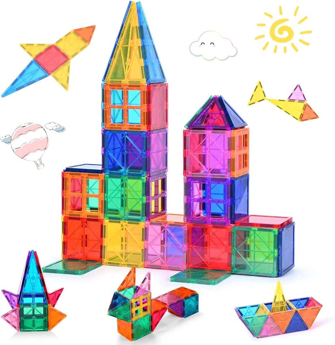 Magnetische blokken voor kinderen, 42 stuks, 3D magnetisch bouwspeelgoed, voor kinderen, stem, creativiteit, pedagogisch speelgoed, cadeaus voor meer dan 3 jaar (42 stuks)