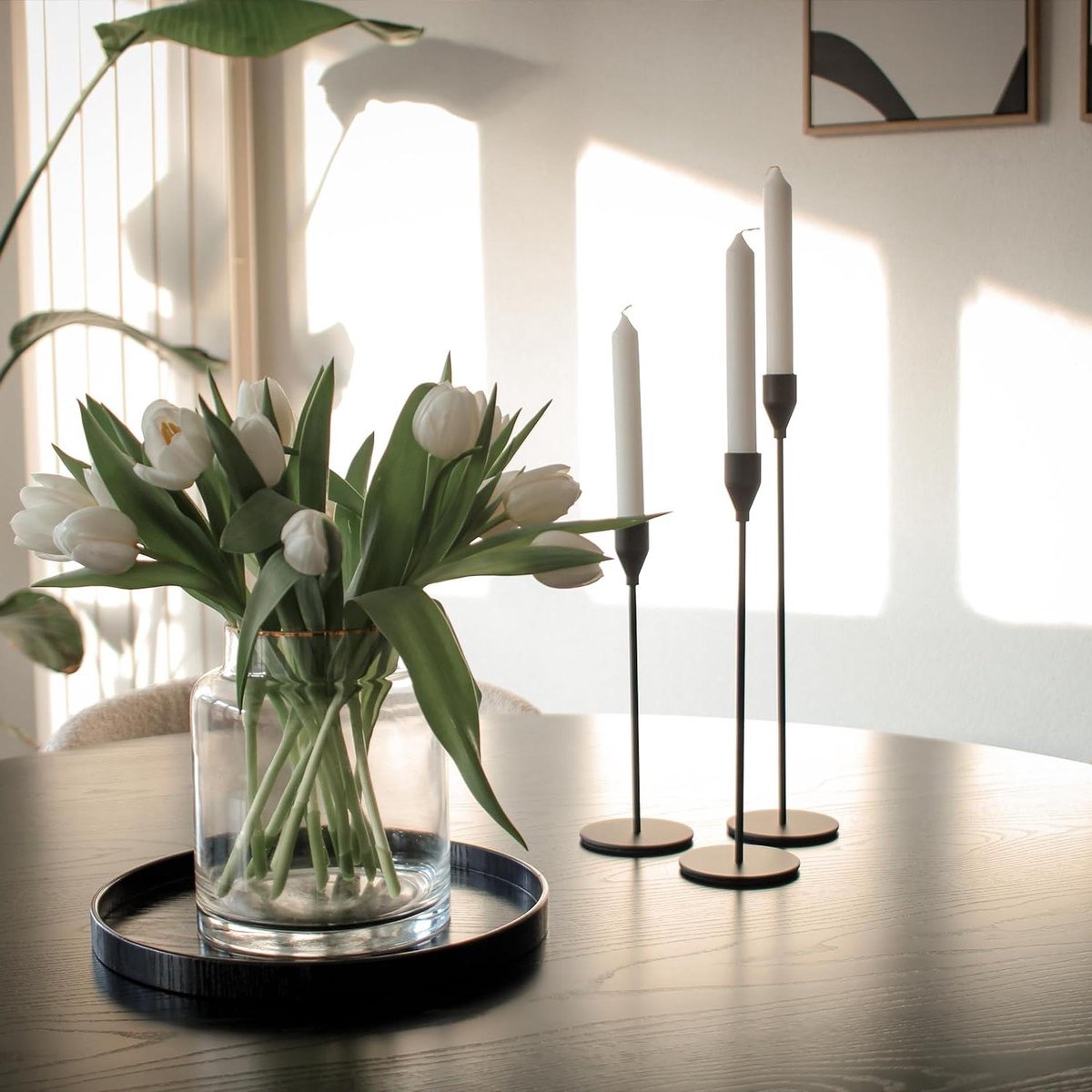 Kaarsenstandaard Set - Kandelaars Metaal - Decoratie Huis - Drie Verschillende Hoogtes - 32.5 cm - Zwart