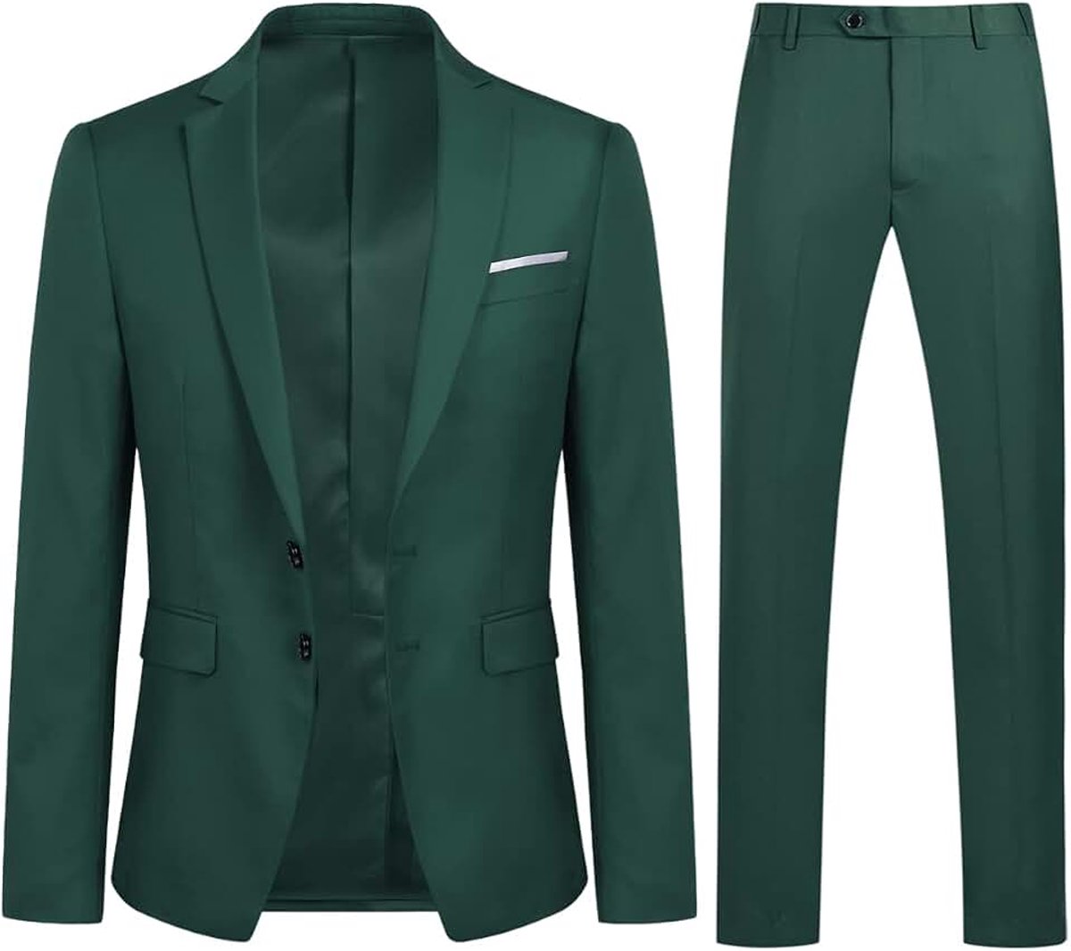 Herenpak Slim Fit 2-delige formele zakelijke pakken blazer en broek verschillende kleuren beschikbaar