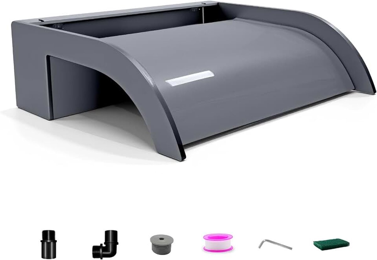 Waterval Blade Kit, 30 cm Acryl Zwembad Fontein met Accessoires, Breedte 20 cm Gebogen Uitlaat Spillway voor Tuin Patio Vijver Decoratie