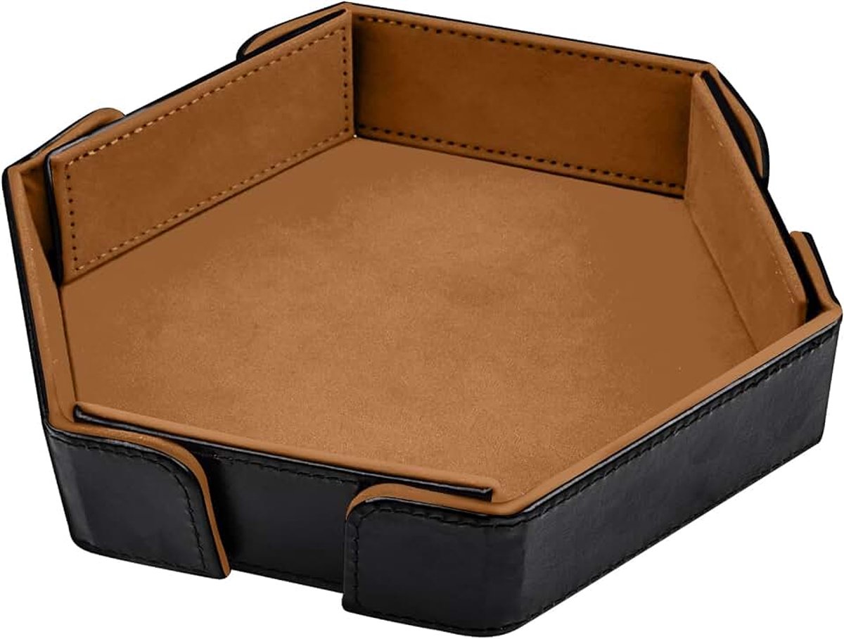 Magnetische opvouwbare dobbelstenen lade zeshoek dobbelstenen rollende lade PU lederen dobbelstenen trays opvouwbare dobbelstenen houder dobbelstenen rolmat opbergdoos voor D & D RPG