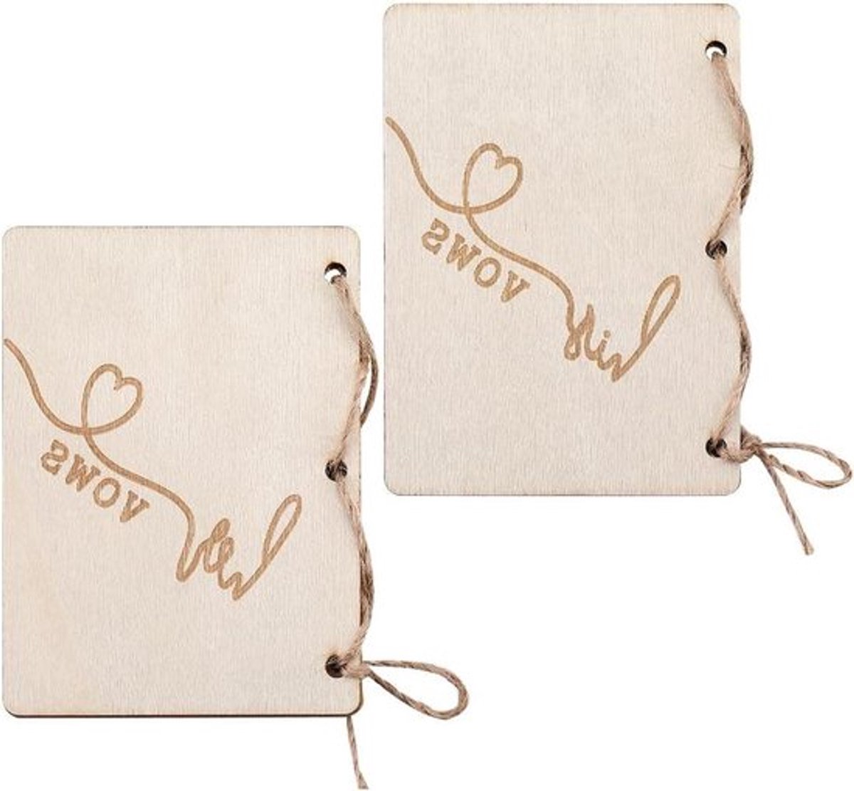 Houten Wenskaarten Bruiloft - Kaart - Gelofte Boeken - Bruiloft Dag - Bruid en Bruidegom - Bruids Douche Geschenken Boekje - Aandenken - Gelofte Vernieuwing Notebook met Jute Touw en Houten Kaft.
