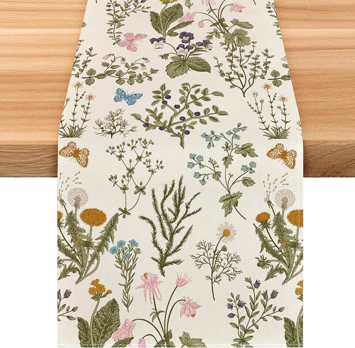 Tafelloper, lente, bloemen, tafelloper, Pasen, lentedecoratie, lentetafelkleed, loper, tafelkleed voor Pasen, vroegtijdig feest, 33 x 183 cm (A)