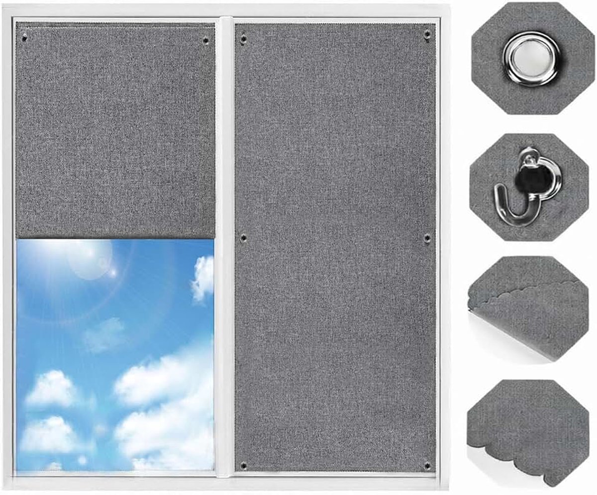 Verduisteringsrolgordijn voor Dakramen 48 x 93 cm, Verduisteringsgordijn, Katoen-linnenmix, Zwarte Zuignappen, Zonwering voor Dakramen | Katoen- en linnenmix, zwarte zuignappen, zonwering voor dakramen