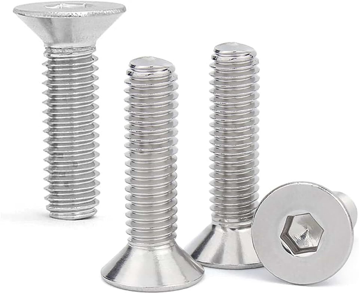 40 Stuks M6 x 20 mm Verzonken Kopschroeven Met Binnenzeskant Verzonken Inbusbouten 304 Roestvrijstalen Platte Kop Inbusschroeven Metrische Draad Zeskantschroeven Met Binnenzeskant Roestvast Staal