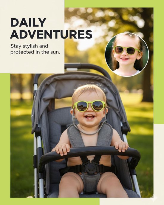 Baby Zonnebril - Kinder zonnebril - Oogbescherming buiten - Flexibel frame UV400 - 0-3 Jaar - Groen — afbeelding 2