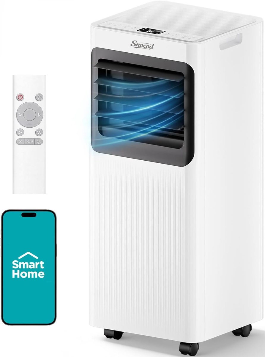 Mobiele airco 12000 BTU met WiFi, stille werking, ontvochtiger, 4-in-1 klimaatregelaar met afstandsbediening